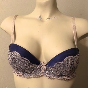 Victoria Secret French Blue Underlay w/ Accents of Fine Pink and Gold Lace!